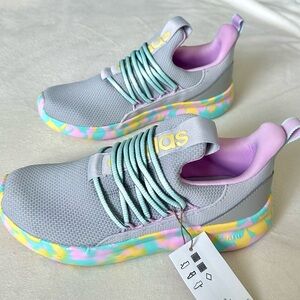 Adidas Kids' Gray and Pastel Lite Racer Adaptive Cloudfoam Sneakers